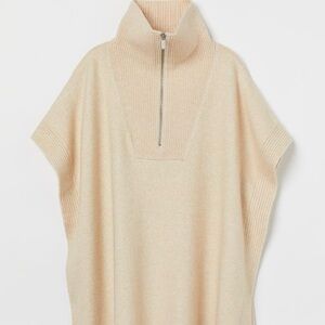 H&M Fine Knit Polo Neck Poncho-Size-M/L